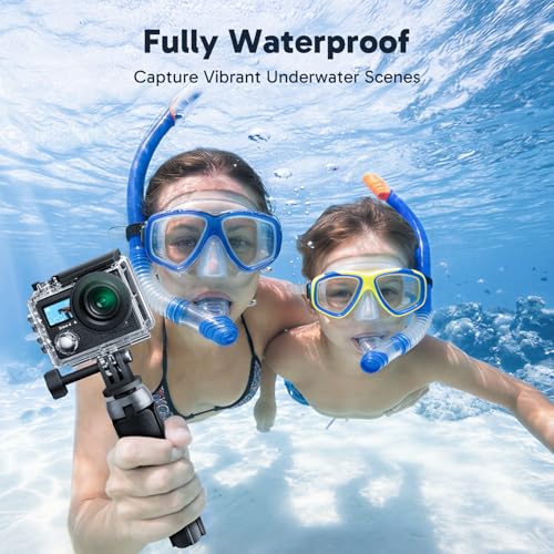 AKASO Brave 4 Action Camera 4K 30fps Ultra Hd Video 20MP Photo, EIS, WiFi, 2X Batteries, Waterproof Underwater Camera, Camcorder Bundle for Snorkel, Travel, Motorcycle, Bicycle, Helmet Accessories Kit - Image 5