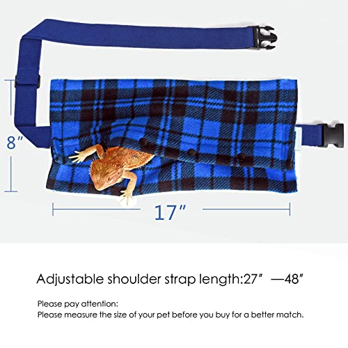 Image of LIKZINWA Small Animal Sling - Bearded Dragon & Lizard Carrier with Adjustable Strap (Blue-Square) + UV Sensor Card