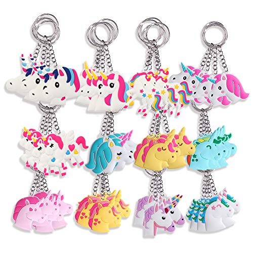 SUPRBIRD Rainbow Unicorn Keychains Pack 48PCS, Birthday Party Favor Unicorn Goody Bags Supplies Key Chains Pack, Christmas Goody Bag Toys Decoration Novelty Gift