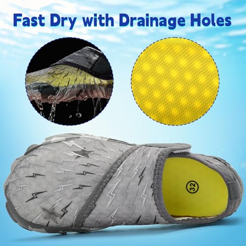 Image of Kids Water Shoes Boys Girls - Wide Toe Box Quick Dry Barefoot Shoes Breathable Non Slip Aqua Athletic Sneakers for Swim Beach Pool Kayak Hiking Sand Walking Travel Essentials (Little Kid /Big Kid)
