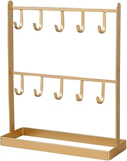 Haude Gioiello da tavolo in ferro, orecchini, collana e orecchini, scaffale, per veranda, colore: oro