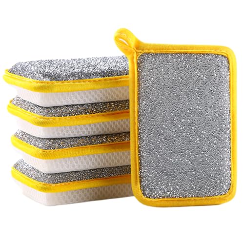 Lawnrden Spugne per Piatti da Cucina | Straccio per Lavare i Piatti in Filo Metallico 5 Pezzi Spugna in Filo Metallico AntiGraffio Spugne per a Doppia Faccia per da Cucina Multiuso LAN