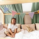 LILIMAUS Wimpelkette Stoff [in 12 Farben] Wimpelkette Kinderzimmer - 100% Baumwolle Handmade Girlande Stoff - Wimpelkette Musselin - Hausbett Deko Mädchen & Jungen - Girlande für Babyzimmer