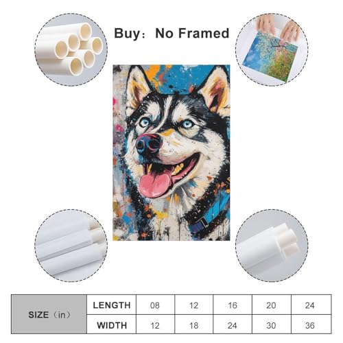 Tableau Husky sibérien : impression sur toile 50x75cm pour salon - 2