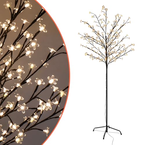 LED Lichterbaum Außen 180 cm 27 Spetebo Kirschblüten Baum für Außen mit 180 LED Blüten - H 180 cm...