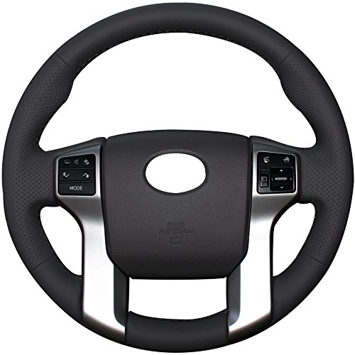 xuji Black Genuine Leather Custom Steering Wheel Covers for 2012-2019 Toyota Tacoma / 2014-2019 Toyota Tundra / 2010 2011 2012 2013 2014-2019 Toyota 4Runner / 2014-2019 Toyota Sequoia Accessories