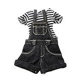 menolana Black Stripe T-Shirt Jumpsuit for 1:6th BJD Blythe Dolls Clothes Accessory
