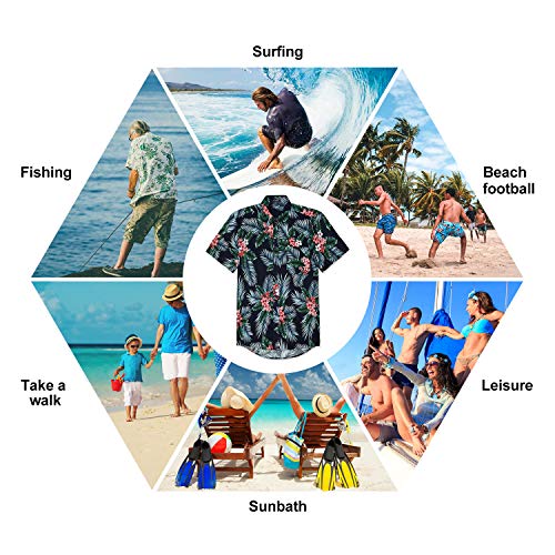Image of Men's Hawaiian Shirts Short Sleeve Aloha Shirt for Men Casual Button Down Tropical Hawaii Floral Shirt Summer BeachParty