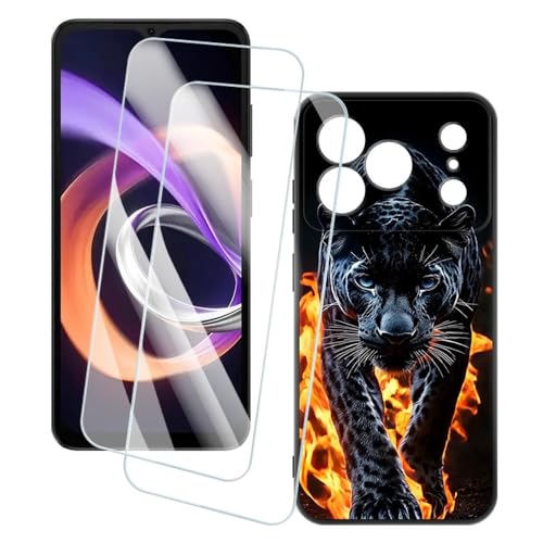 OAGELIM 2�Z�b�g �X�N���[���v���e�N�^�[ + �P�[�X Doogee Note 56 Plus (6.56 �C���`) �Ƃ̌݊������� �A�[�e�B�X�e�B�b�N�J�X�^���v�����g�J�o�[�Ƌ����K���X�t�B���� �X�N���b�`�h�~ (�`�[�^�[)