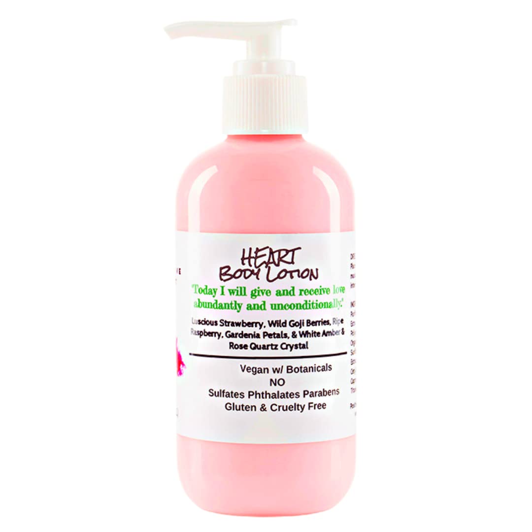 Aromatherapy, Perfume, Moisturizing Shea Butter with Safflower Body Lotion - Positive Intent Beauty - 8oz (Strawberry, Wild Goji Berries, Amber)