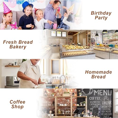 Image of 25 Pieces Paper Bread Bags, Large Bakery Sourdough Bread Bags for Homemade Bread with Window Includes 25 Pieces Label Seal Stickers for Homemade Bread Storage (8x21x32 cm)