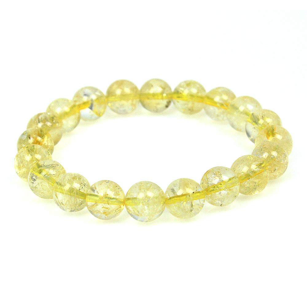 Ausgewähltes Armband für Damen und Herren, 10 mm, Citrin-Perlen, elastisch, Naturstein, Yoga-Armband