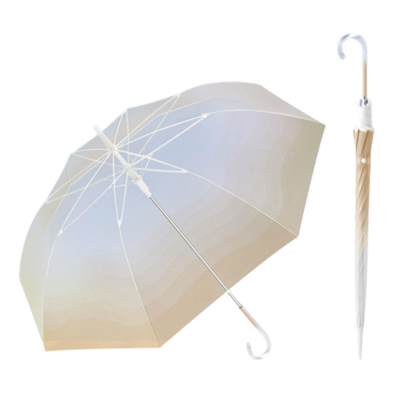 Kalttoy Clear Gradents Long Handle Umbrella, Auto Open Designs with 8Strong Ribs Rain Umbrellas for Rain Protections Automatic Umbrella