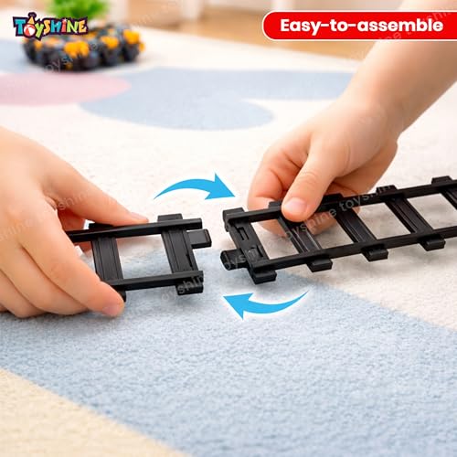 Image of Toyshine Classic Electric Train with Spray Function | Steam Mist Train with Light & Music | Track Set with Cargo Wagons & Vehicles | Realistic Railway Toy Set for Kids 3+