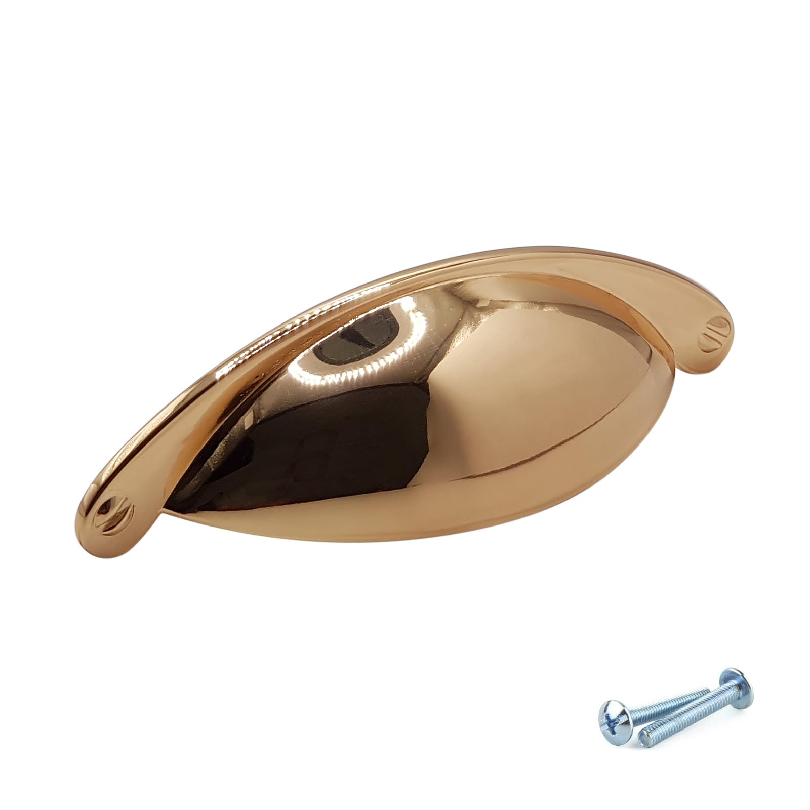 M4tec Polished Gold Cup Kitchen Cabinet Door Handles Bedroom Furniture Pull Handles For Kitchen Cupboards, Cabinets, Drawers And Wardrobes Handles - Vd9 Series, 64Mm