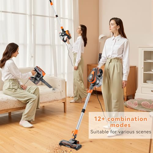 TC-JUNESUN 600W Powerful Corded Stick Vacuum Cleaner with 20000pa Suction, 2 Speed Modes, Lightweight Design for Hardwood Floors & Home Cleaning，23FT Cord Vacuum by TC-JUNESUN - Image 4