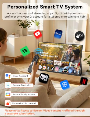 Image of Portable Smart TV, 23.8 inch 1080P 2-in-1 Rolling TV & Monitor, VESA Compatible