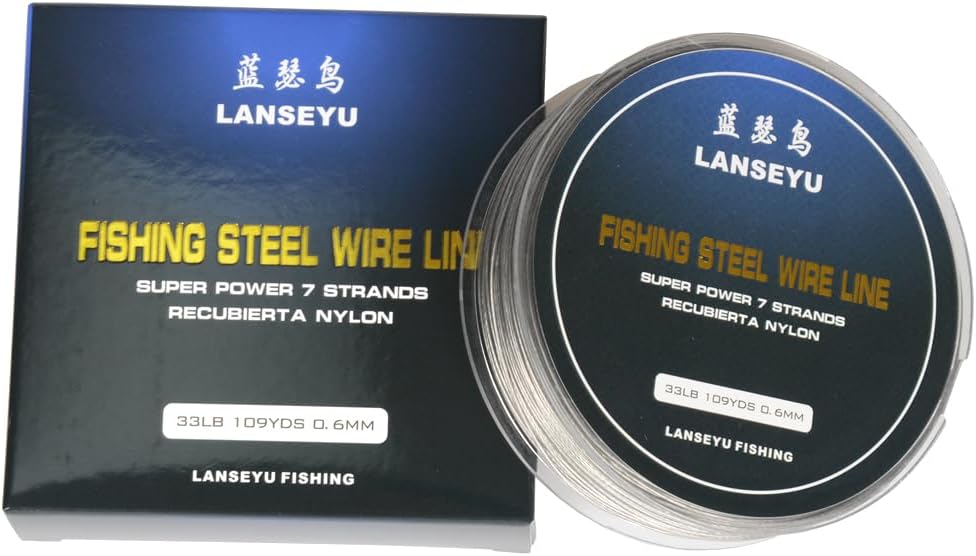Fishing Lines 100 Metres 33 Pound 0.6mm Fishing Stee Wire Nylon Coated 1x7 Stainless Steel Leader Wire Super Soft Fishing Wire Lines