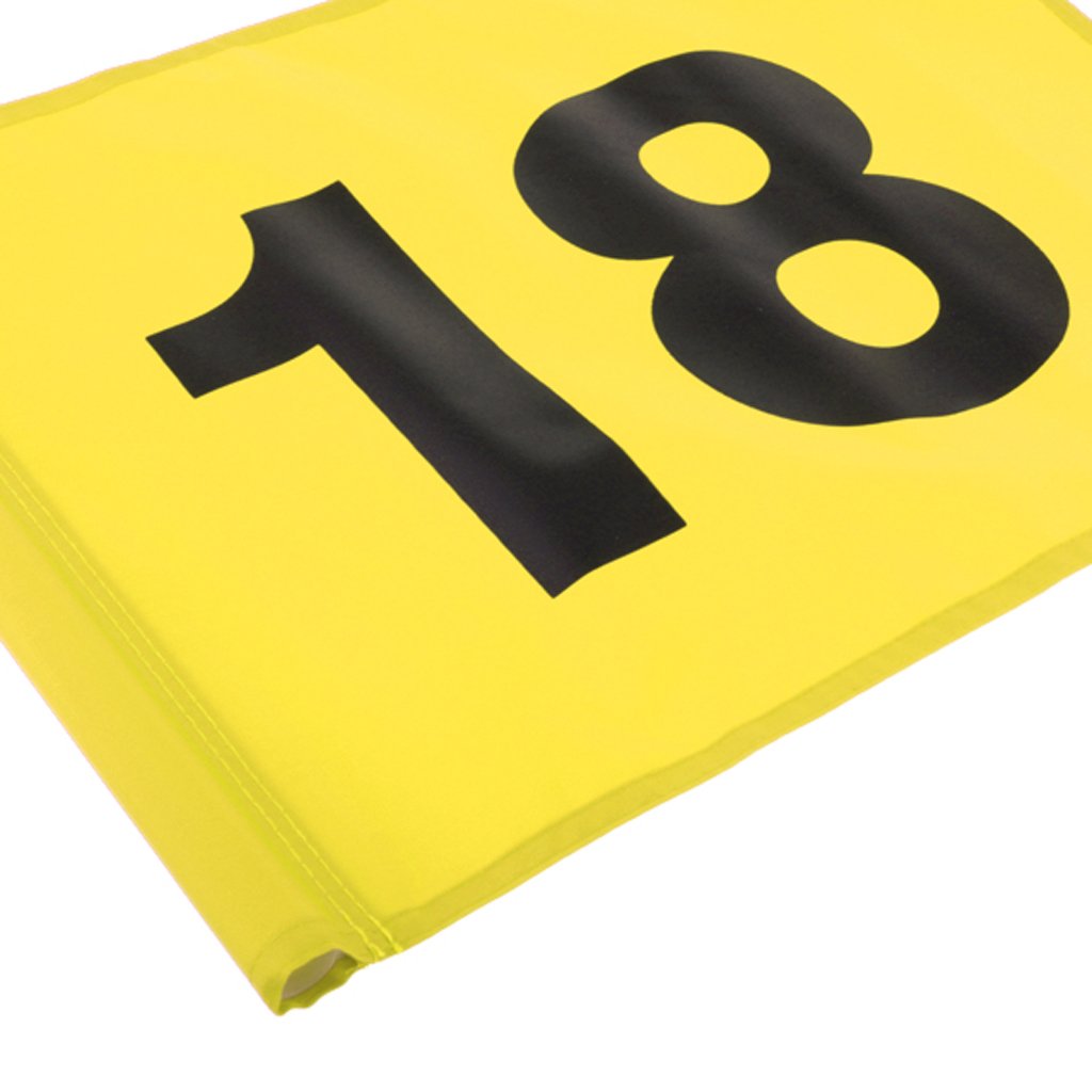 Formation De Pratique Professionnelle De Golf Professionnel en Nylon Durable De Drapeau De Golf Mettant Le Fanion De Bannière De Drapeau Vert avec Le - Jaune avec Le Numéro 18, 51 x 36cm