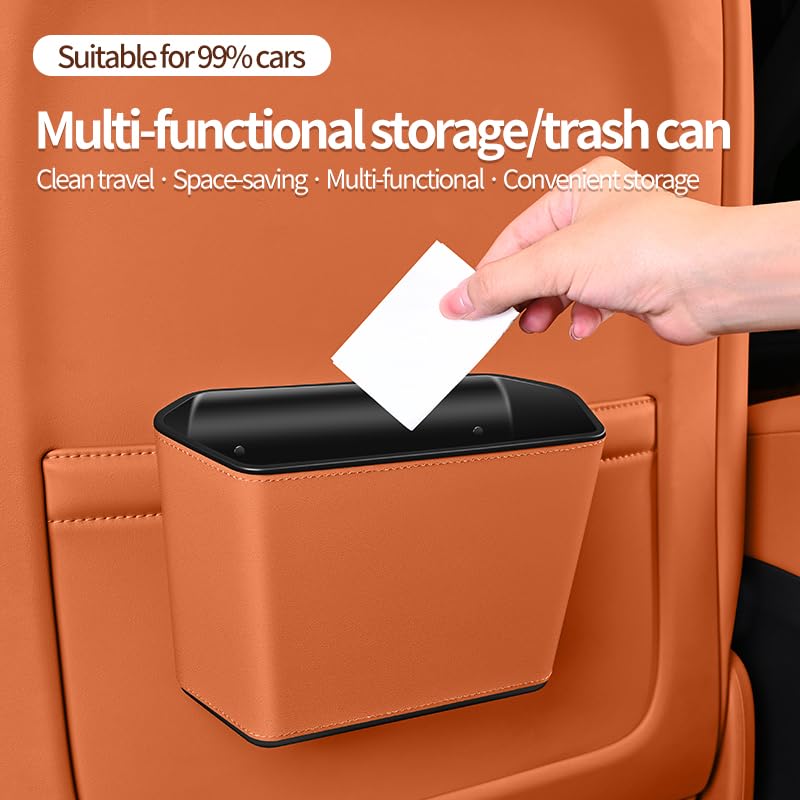 Car Trash Can Storage Pockets - 100% Leak-Proof Organizer,Car Seat Back and Door Hanging Storage,Two Levels Above and Below (black1)