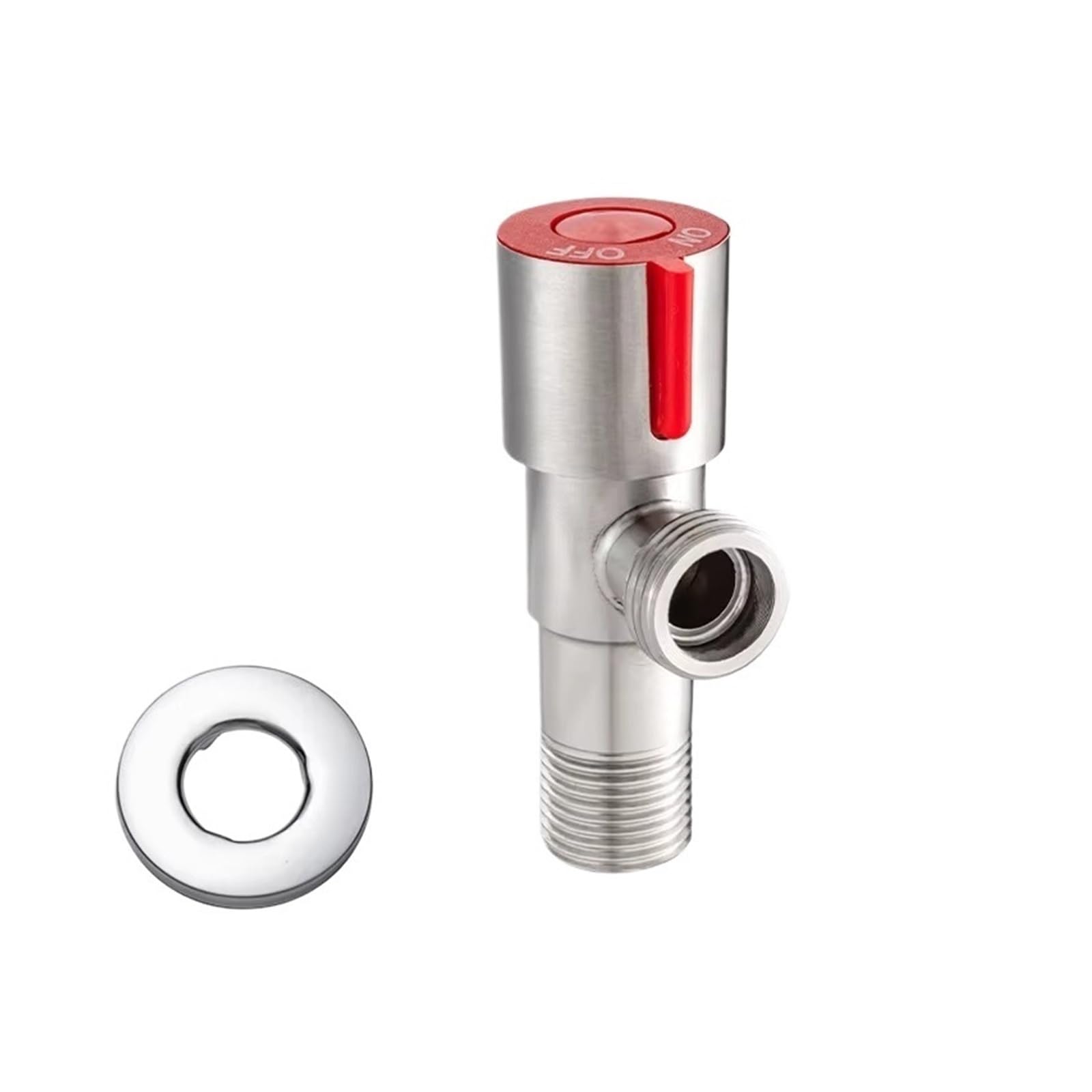 Bvhisehp Red G1/2 Stainless Steel Hot Cold Water Angle Valve Household Inlet Stop Valve For Toilet Sink Basin Water Heater Bathroom Use(Red)