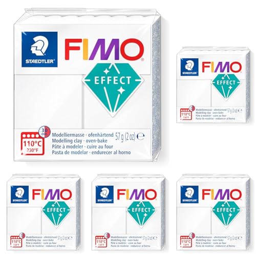 STAEDTLER FIMO Effect- Pain pâte à modeler 57 Grammes - Effet translucide - 8010-014 (Lot de 5)