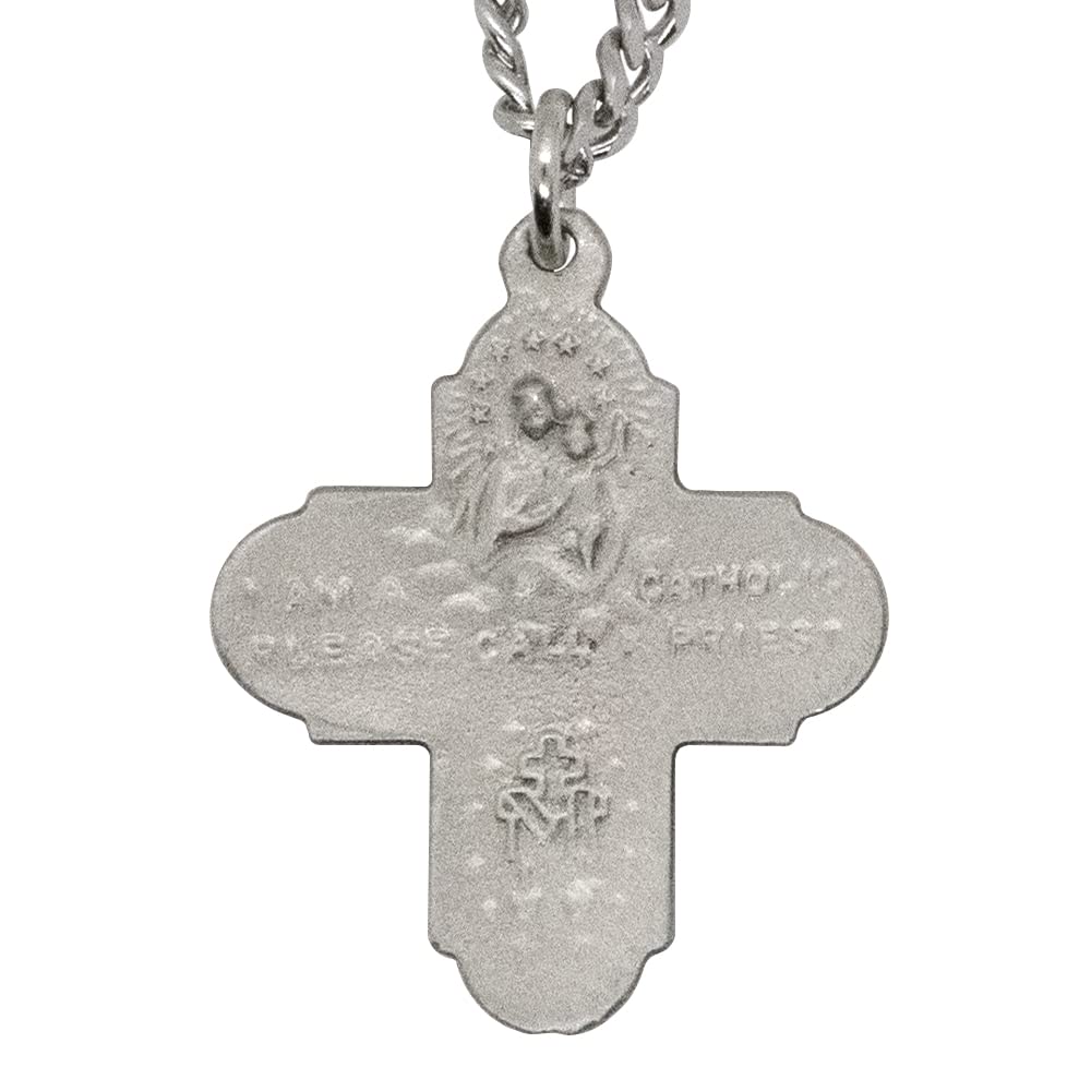 Medalla católica de San Roco, San Genesio o cruz de cuatro vías, gran regalo cristiano para primera comunión o confirmación, accesorio religioso, Metal, No es una piedra preciosa