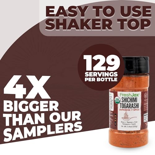 FreshJax Organic Shichimi Togarashi – Japanese 7 Spice Seasoning Mix (5.4 oz) Non-GMO, Gluten-Free, Vegan, Keto, Paleo | Bold Umami Flavor for Ramen, Sushi, Rice, Grilled Meats, Vegetables