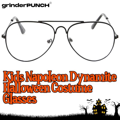grinderPUNCH Kids Fake Aviator Eye Glasses Clear Lens Children's Non Prescription (Age 3-10), Black3