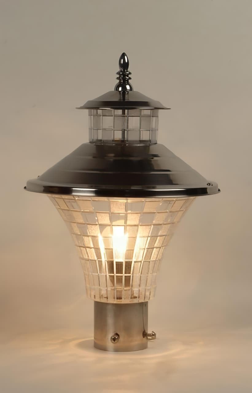 Outdoor Gate Pillar Light Fixture | Weather Resistant Garden Post Lamp (Bulb Not Included) | Decorative Gate Lantern for Boundary Wall, Terrace, Balcony & Outdoor Lighting | Black Finish-image-34