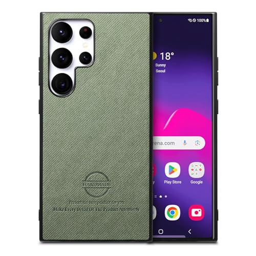 Étui en cuir pour Samsung Galaxy S26 Plus givré et léger en vert