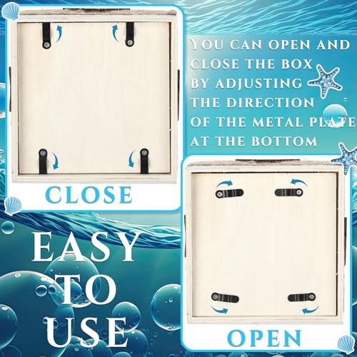 Threehoney Capa de caixa de lenços de madeira quadrada praia fazenda acessórios de banheiro concha e