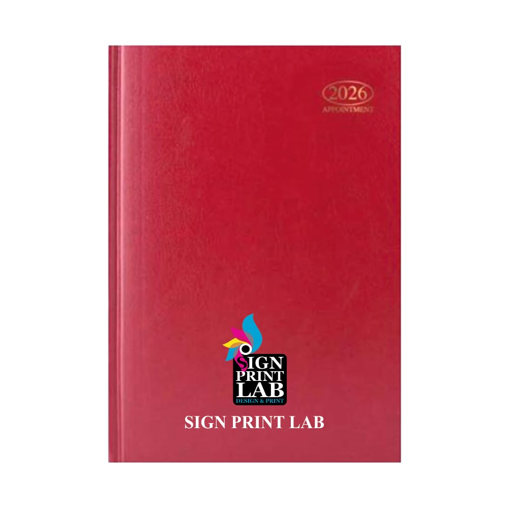 Personalised 2026 Diary A4 or A5 – Day-a-Page or Week-to-View Appointment Planner, Padded Leather-Style Cover, Custom Name or Logo, Black Blue or Red