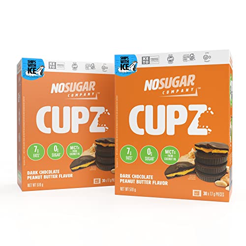 No Sugar Keto Peanut Butter Cups, 60 Cups, Diabetic safe treat, Low Net Carb (1g), Sugar Free (0g) Keto Fat Bomb Snacks with 7g Healthy Fat - Gluten Free, All Natural, Non-GMO
