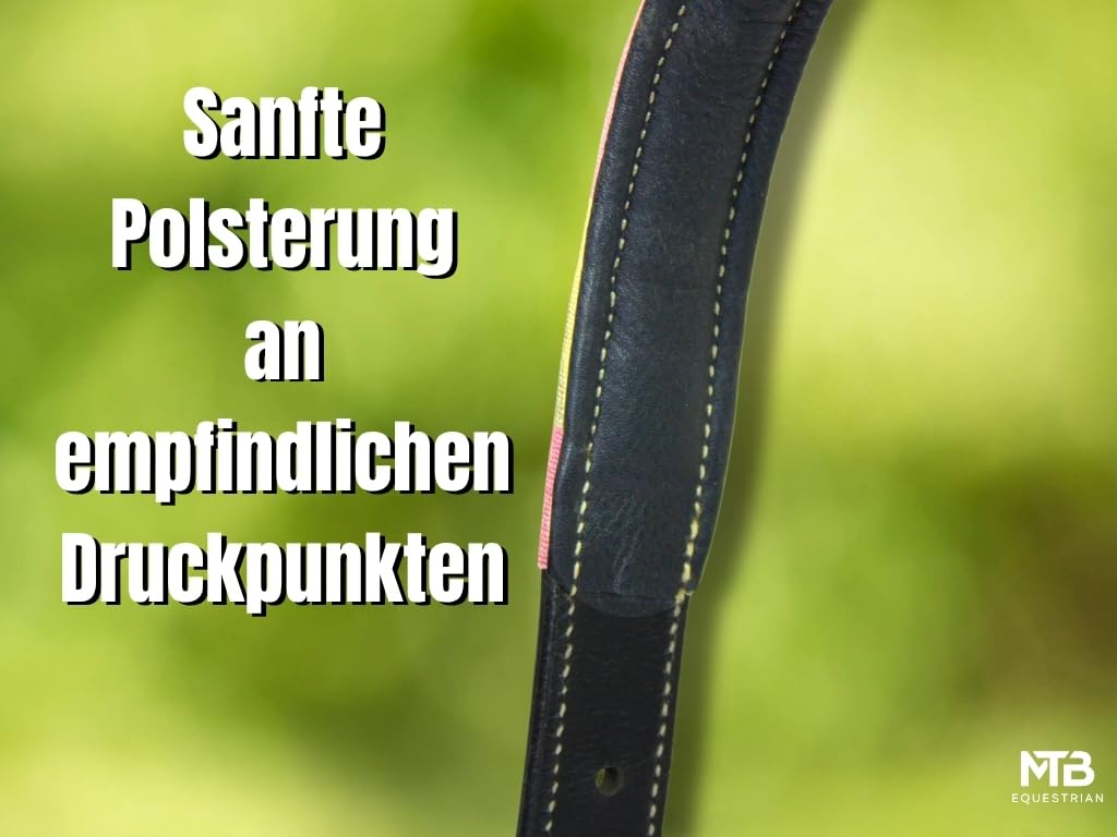 Exklusives Lederhalfter Mit Polo-Design – Beidseitig Verstellbar – Hochwertiges Leder – 10 Farbvarianten – Cob & Full (Weiß Blau, Full)