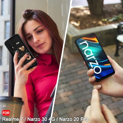 Image of TheGiftKart Back Cover Case for Realme 7 / Narzo 30 4G / Narzo 20 Pro | Cute Fun Cartoon 3D Bear Coffee Case | Full Camera Protection | Shockproof Back Cover Case (Silicone, Black)