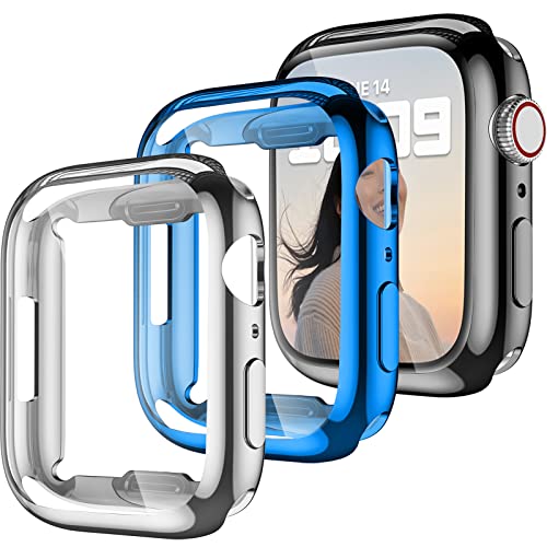 Dirrelo 3 Pièces Coque Compatibles avec Apple Watch Series 7 45mm Protection, Coque de Protection HD Transparente à Couverture Complète, Coque en TPU Souple Compatible avec iWatch Series 7 Cover