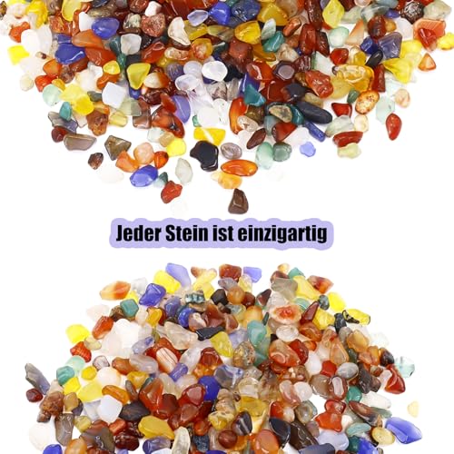 Caelura 200g Edelsteine für Kinder,Bunt Trommelsteine,Glückssteine,Halbedelsteine Mischung für Dekoration, Edelsteinspiel, Kindergeburtstag