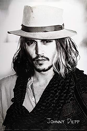1art1 Johnny Depp Poster Hat And Long Hair (b/w)