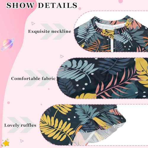 Colorful Tropical Palm Trees Leaves Girls Long Sleeve Swimsuit Rashguard Swimwear One Piece Bathing Suit 212177134