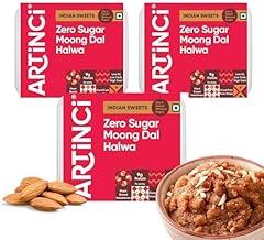 Artinci Moong Dal Halwa – Sugar-Free, High Protein (200g x 3) – Made with Desi Ghee, Low Carb, Keto & Diabetic Friendly Indian Sweet, No Added Sugar, No Preservatives, Guilt-Free Treat
