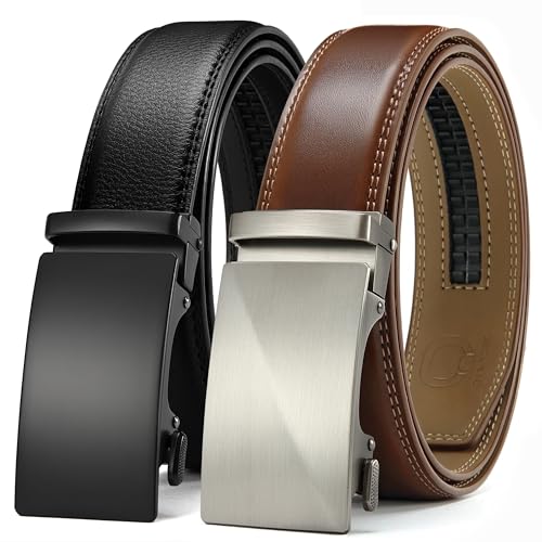 Image of CHAOREN Leather Ratchet Belt Men 2 Pack - Customizable Fit, Effortless Style (35mm)