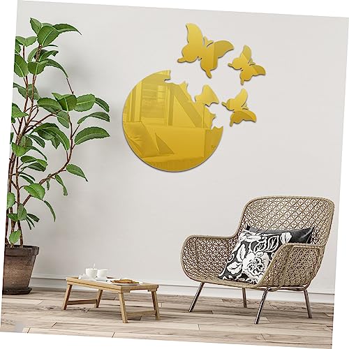 GLSTOY 1 Conjunto Borboleta Espelho Acrílico Voador Adesivo De Parede Guarnição De Espelho Mini Espe