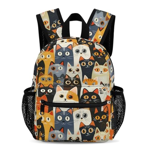 Cute Cats 13 Inch Backpack Lightweight Double Shoulder Bag with Zippers Unisex Daypack