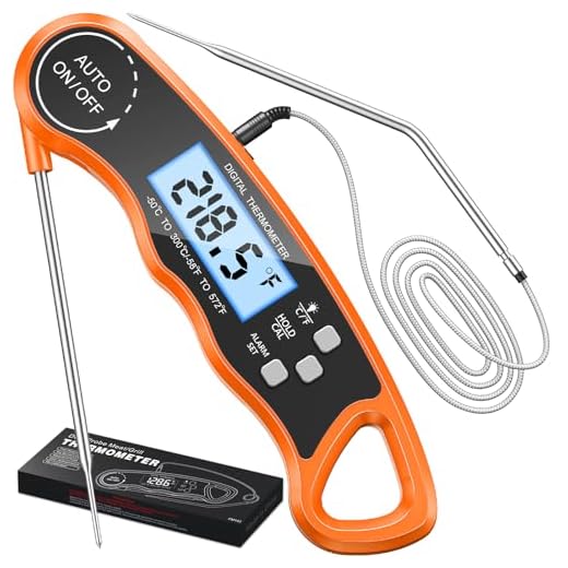 CIRYCASE Termometro Cocina, Termometro Horno Digital de Lectura Rápida & Precisa con 102cm Sonda de Alambre, Calibration & Pantalla LCD, Termometro Barbacoa para Carne, BBQ, Comida, Horno, Liquidos