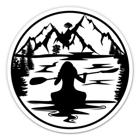 Kayaking Girl Sticker - 3" Laptop Sticker - Waterproof Vinyl for Car, Phone, Water Bottle - Kayak Decal