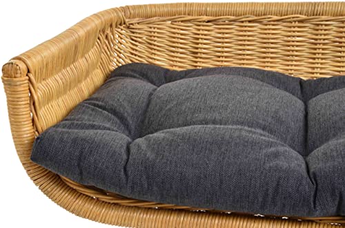 Krines Home Exklusiver Retro-Design Hundekorb Hundebett Tierkorb Haustier Bett Groß aus Rattan mit Kissen/Modernes Bett für Katzen und Hunde Grösse XL (Honig)