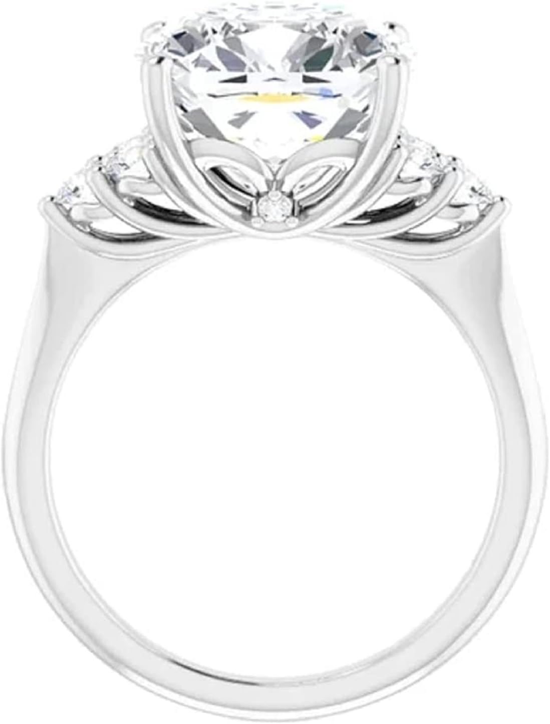 Cushion Brilliant Cut 4CT-8CT, VVS1 Colorless Moissanite Anniversary Ring For Her, Solitaire Halo-Setting Accented Promise Vintage Antique Silver Ring for Women
