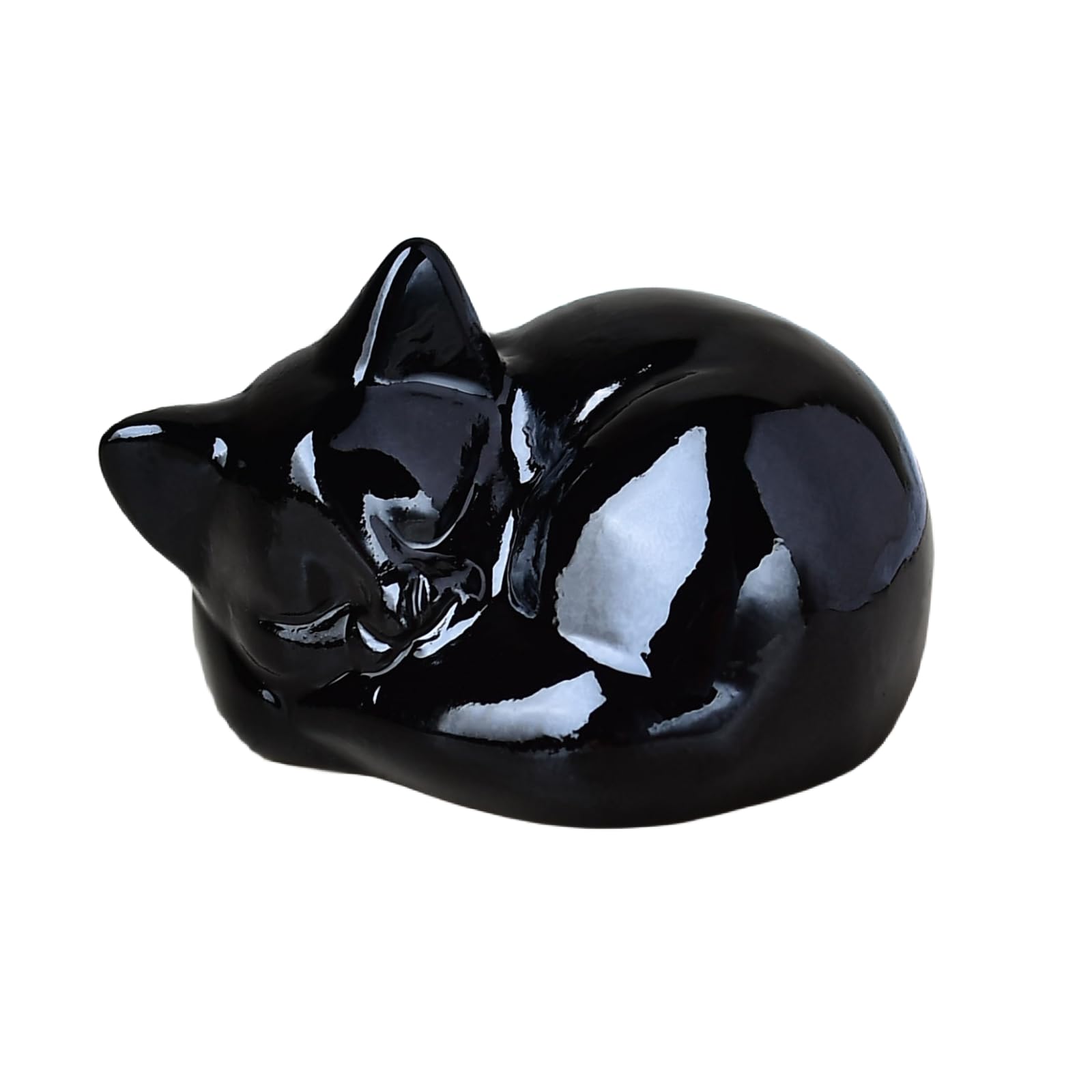 Natural Obsidian Cat Crystals Decor Sleeping Cat Statue Healing Crystal Polished Gemstones Bedroom Office Desk Home Decoration A Lucky Decoration
