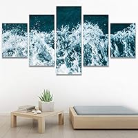 SIGNWIN 5 Panel Canvas Wall Art Beach Blue Coastal Cool Photography Relax/Calm for Home Decorations Ready to Hang - 60